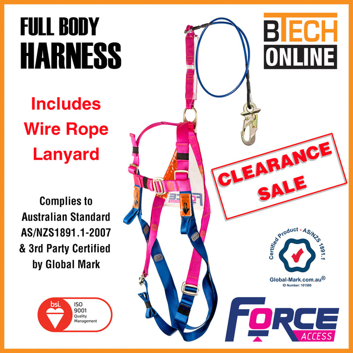 Full Body Harness With 1.7m Wire Rope Lanyard Manufactured Date 2016 Australian Certified